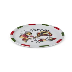 Best Napoly 5-Piece Porcelain Pizza Set for 4 People, White Multi Serving Platters