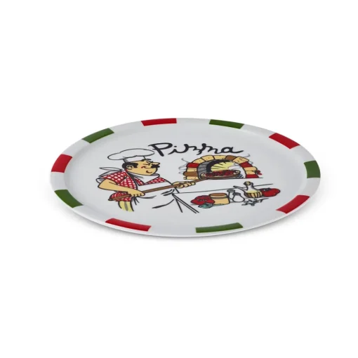 Best Napoly 5-Piece Porcelain Pizza Set for 4 People, White Multi Serving Platters