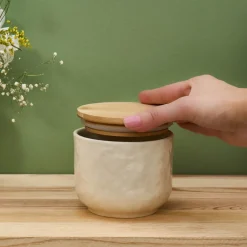 Nebula Stoneware Storage Container, 8cm, Beige Storage Containers