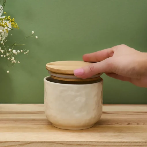 Nebula Stoneware Storage Container, 8cm, Beige Storage Containers