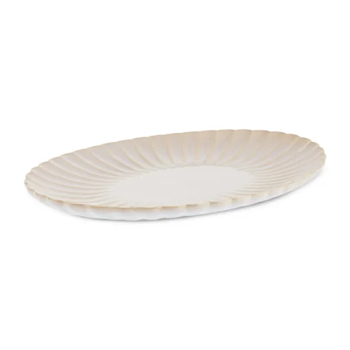 Discount New Daisy Oval Stoneware Serving Platter, 36cm, White Serving Platters