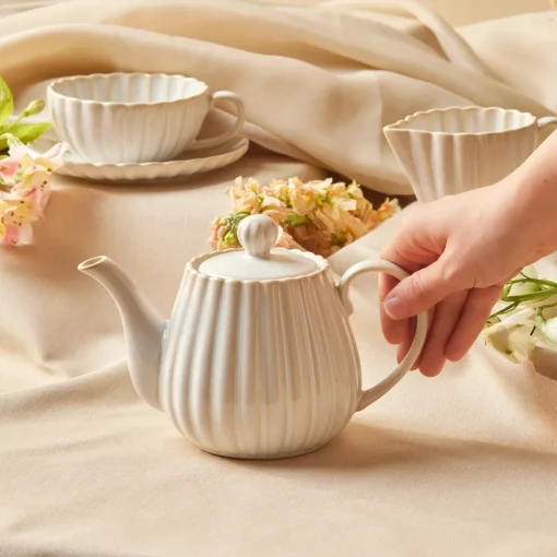 Online New Daisy Stoneware Teapot, 550ml, White Turkish Teapots