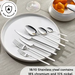 Outlet New Flow 84-Piece Stainless Steel Cutlery Set for 12 People, Silver Cutlery Sets