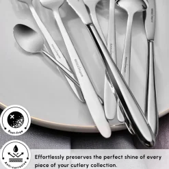 Outlet New Flow 84-Piece Stainless Steel Cutlery Set for 12 People, Silver Cutlery Sets