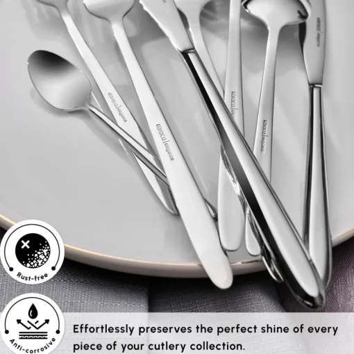 Outlet New Flow 84-Piece Stainless Steel Cutlery Set for 12 People, Silver Cutlery Sets