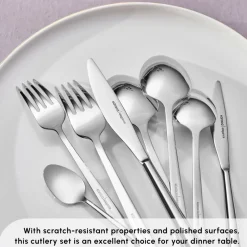 Outlet New Flow 84-Piece Stainless Steel Cutlery Set for 12 People, Silver Cutlery Sets
