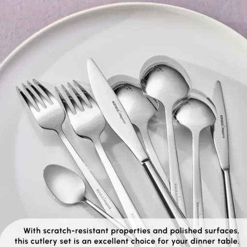 Outlet New Flow 84-Piece Stainless Steel Cutlery Set for 12 People, Silver Cutlery Sets