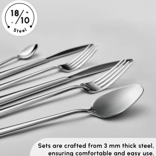 Outlet New Flow 84-Piece Stainless Steel Cutlery Set for 12 People, Silver Cutlery Sets