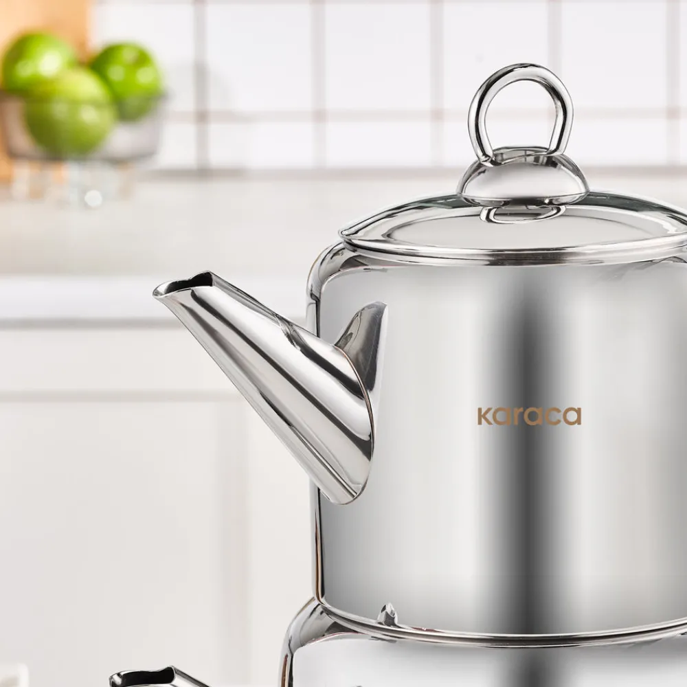 New Mira Midi Size Stainless Steel Teapot Set, Large, Turkish Teapots