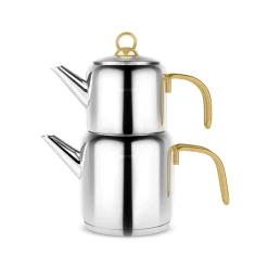 New Mira Midi Size Stainless Steel Teapot Set, Large, Turkish Teapots