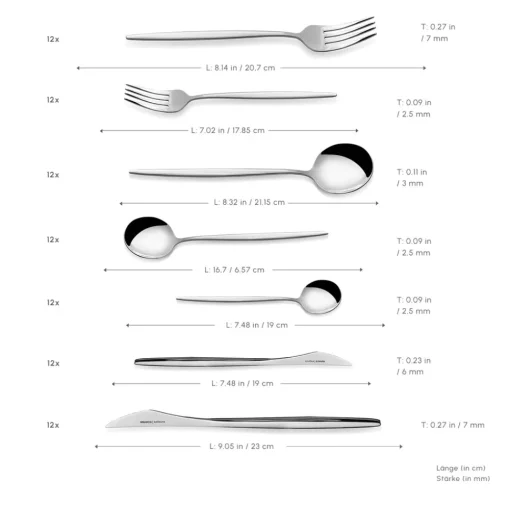 Discount New Porto Elegance 84-Piece Stainless Steel Cutlery Set for 12 People, Silver Cutlery Sets