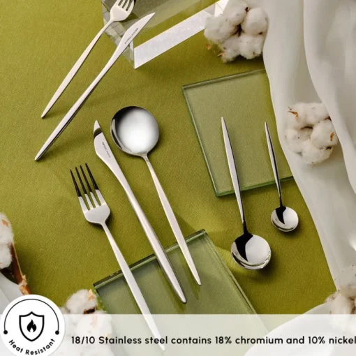 Discount New Porto Elegance 84-Piece Stainless Steel Cutlery Set for 12 People, Silver Cutlery Sets