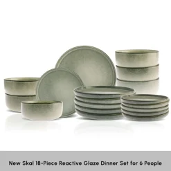 New Skal 18-Piece Reactive Glaze Dinner Set for 6 People, Grey See All Dinner Sets|Reactive Glaze Dinner Sets