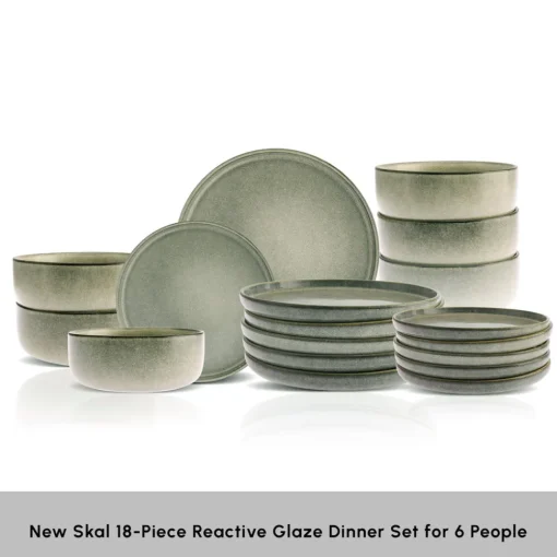 New Skal 18-Piece Reactive Glaze Dinner Set for 6 People, Grey See All Dinner Sets|Reactive Glaze Dinner Sets