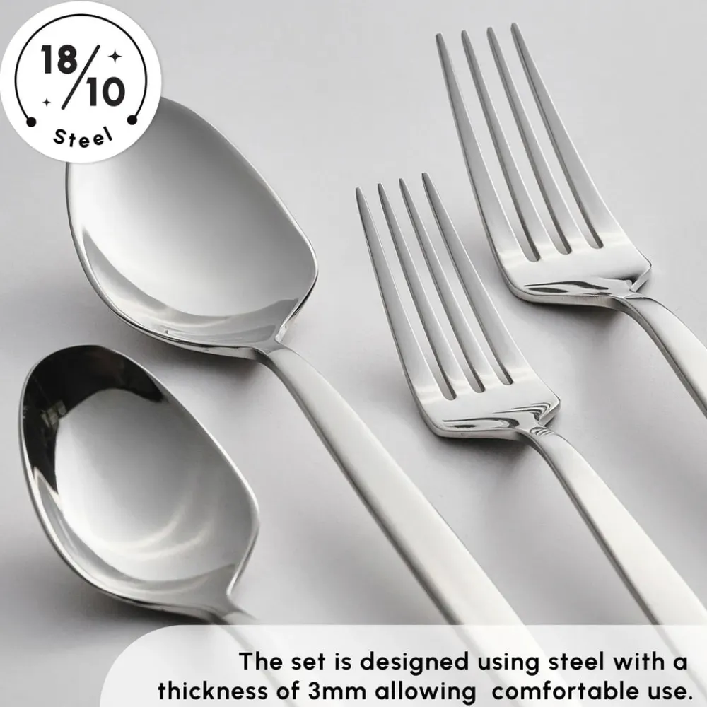 Best New Thor 84-Piece Stainless Steel Cutlery Set for 12 People, Silver Cutlery Sets