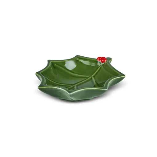 Online New Year Butcher's Broom 2-Section Snack Bowl, 18cm, Green Bowls