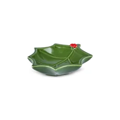 Sale New Year Butcher's Broom Snack Bowl, 12cm, Green Bowls
