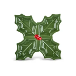 Online New Year Butcher's Broom 4-Section Snack Bowl, 18cm, Green Bowls