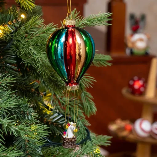 Outlet New Year Christmas Baloon Glass Tree Decoration, 6.9cmx6.9cmx18cm, Multi Ornaments