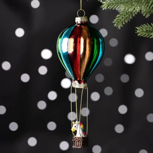 Outlet New Year Christmas Baloon Glass Tree Decoration, 6.9cmx6.9cmx18cm, Multi Ornaments