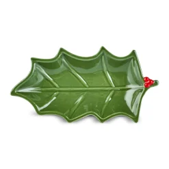 Outlet New Year Christmas Butcher's Broom Serving Platter, 22cm, Green Serving Platters