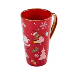 Clearance New Year Christmas New Generation Bone Golden Line Mug, 560ml, Red Multi Mugs