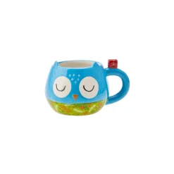 Clearance New Year Christmas Fat Owl Ceramic Mug, 380ml, Multi Mugs