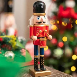 New New Year Christmas Nutcracker with Drums Figure, 25cm, Red Multi Ornaments