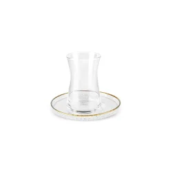 Clearance Nilufer 12-Piece Turkish Tea Set for 6 People, Transparent Turkish Tea Sets