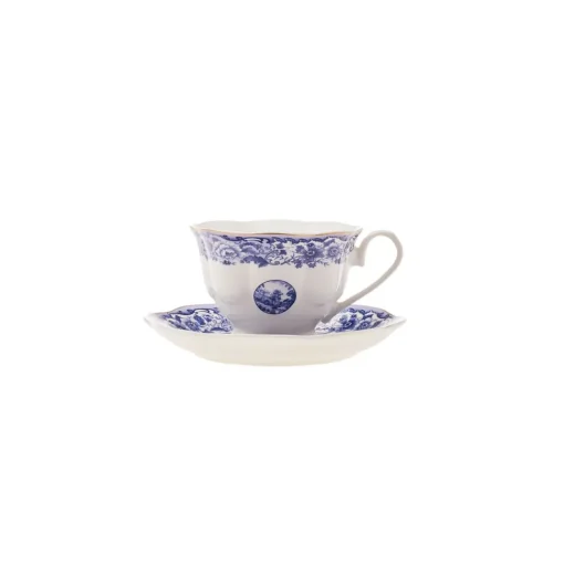 New Old Town 4-Piece Porcelain Tea Cup Set for 2 People, 220ml, Blue Tea Set