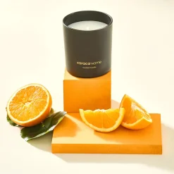 Sale Orange Blossom Candle and Candlestick, Black Candle Holder|Candles