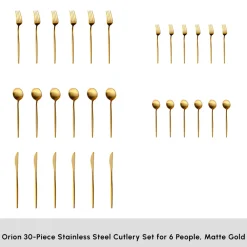 Online Orion 30-Piece Stainless Steel Cutlery Set for 6 People, Cutlery Sets