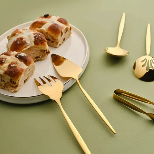 Hot Orion 7Piece Stainless Steel Serving Set, Shiny Gold Kitchen Utensils