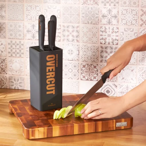 Best Overcut 5 Piece Knife Block Set, Black Knife Sets