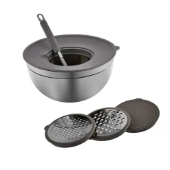 Clearance Parle Stainless Steel Mixing Bowl Set with Graters, 4.6L, Grey Mixing Bowls