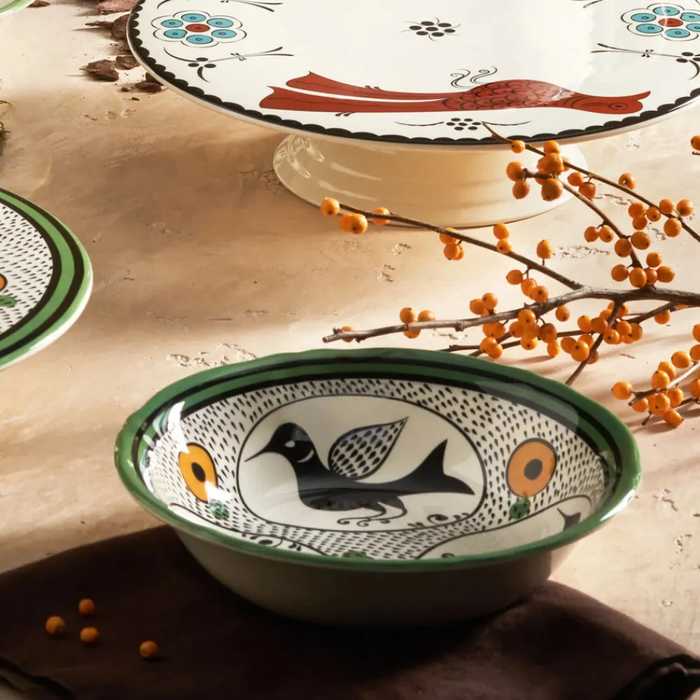 Paye Seljuk Collection Porcelain Serving Bowl, 24cm, Green Multi Bowls