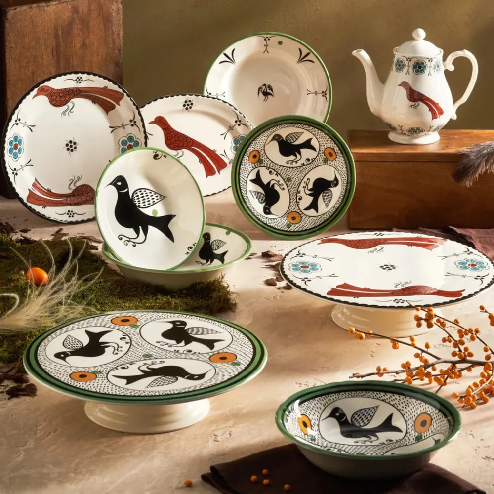 Paye Seljuk Collection Porcelain Serving Bowl, 24cm, Green Multi Bowls