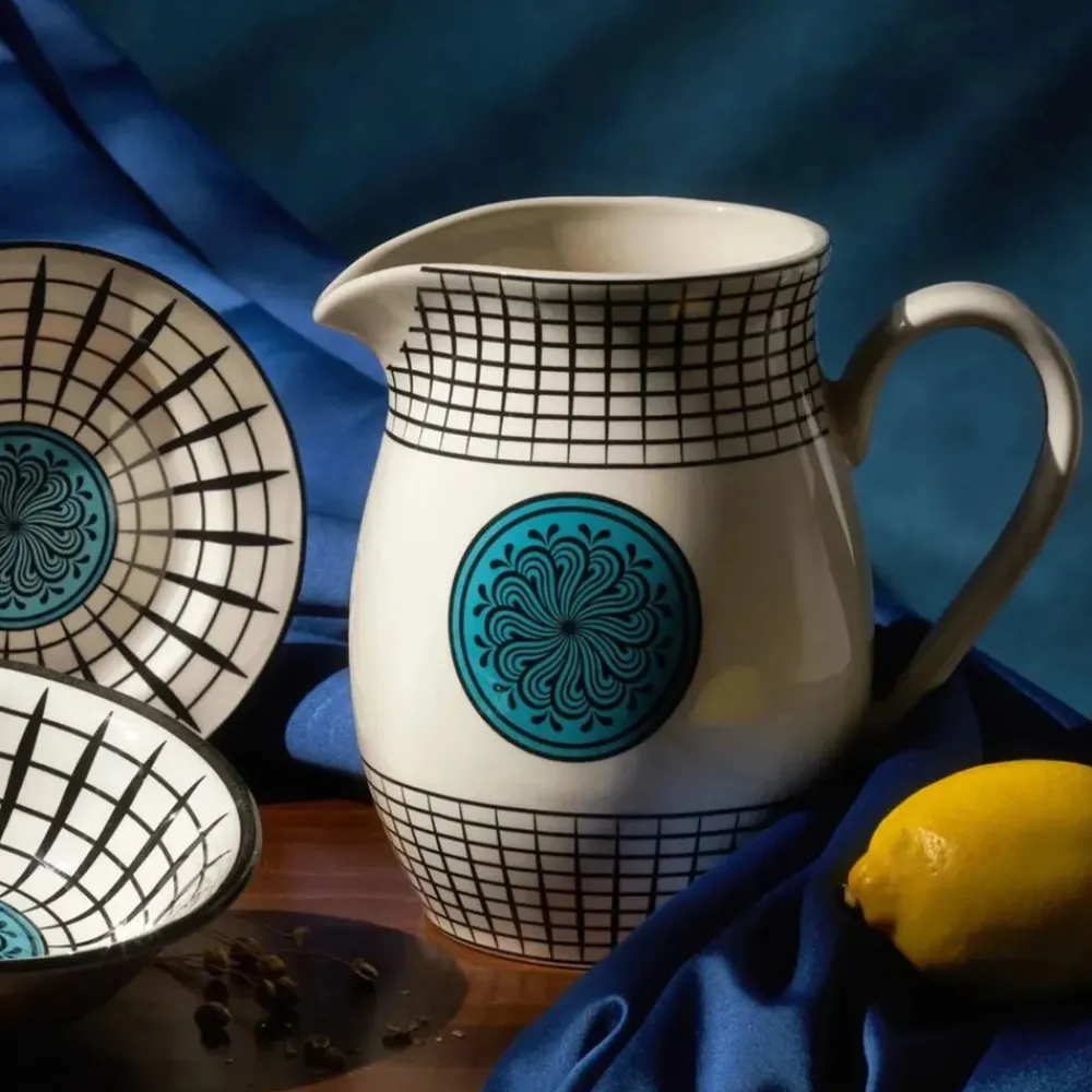 New Paye Seljuk Collection Porcelain Pitcher, 1500ml, Blue Multi Decanters