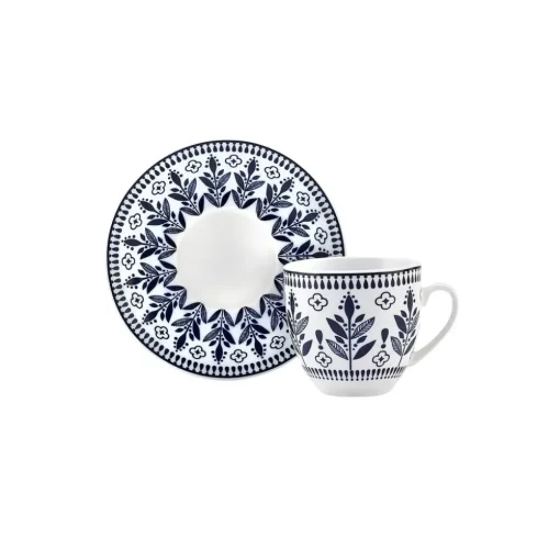 Discount Peyker 12-Piece Bone China Espresso Turkish Coffee Cup for 6 People, 85ml, Blue Espresso & Turkish Coffee Cup Sets