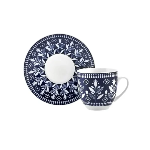 Discount Peyker 12-Piece Bone China Espresso Turkish Coffee Cup for 6 People, 85ml, Blue Espresso & Turkish Coffee Cup Sets