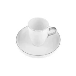 Sale Pippo 12 Piece Porcelain Espresso Turkish Coffee Cup Set for 6 People, 75ml, White Silver Espresso & Turkish Coffee Cup Sets