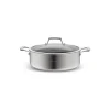 Plasma Steel 3Ply Non-Stick Induction Shallow Casserole, 26cm, Silver Pots