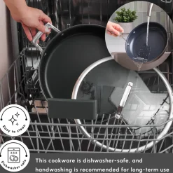 Plasma Steel 3Ply Non-Stick Induction Shallow Casserole, 26cm, Silver Pots