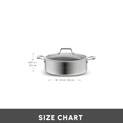Best Plasma Steel 3Ply Non-Stick Induction Shallow Casserole, 30cm, Silver Pots