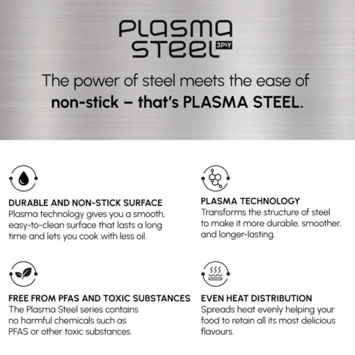 Best Plasma Steel 3Ply Non-Stick Induction Shallow Casserole, 30cm, Silver Pots