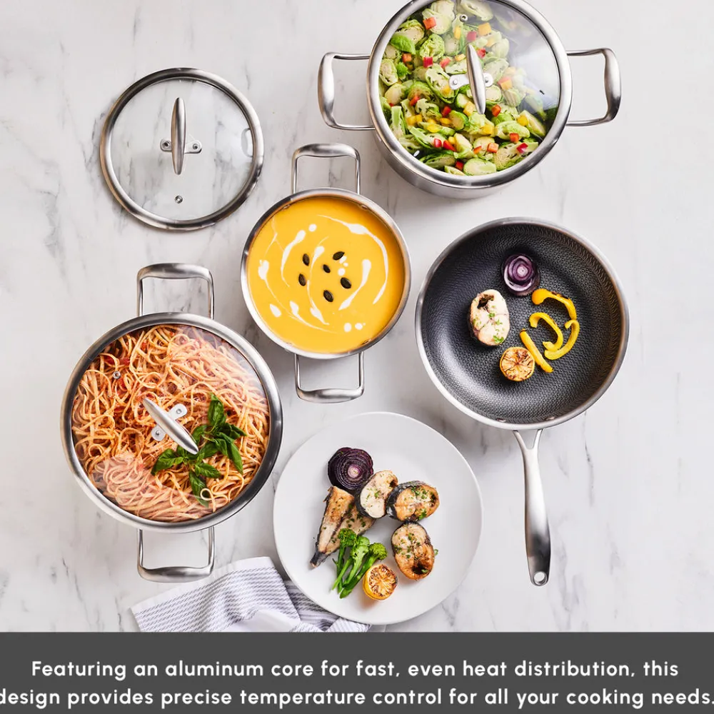 5Ply PowerSteel 7-Piece 316+ Stainless Steel Induction Cookware Set, Silver Induction Cookware|Stainless Steel Cookware Sets