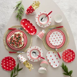 Hot Polka Dot Porcelain Serving Platter, 26cm, Red Multi Serving Platters