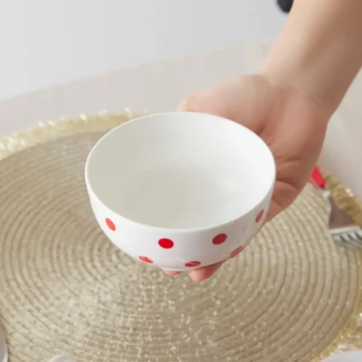Hot Polka Dot Porcelain Snack Bowl, 11cm, White Multi Bowls