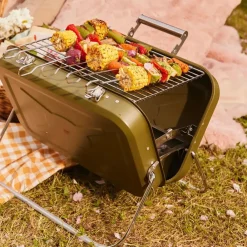 Discount Portable Stainless Steel Charcoal Barbecue, 40cm, Green Bbqs
