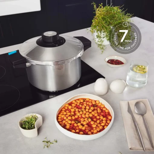 Hot Quick and Safe 2-Piece Stainless Steel Induction Pressure Cooker Set, 4L+6L, Black Silver Pressure Cooker|Induction Cookware